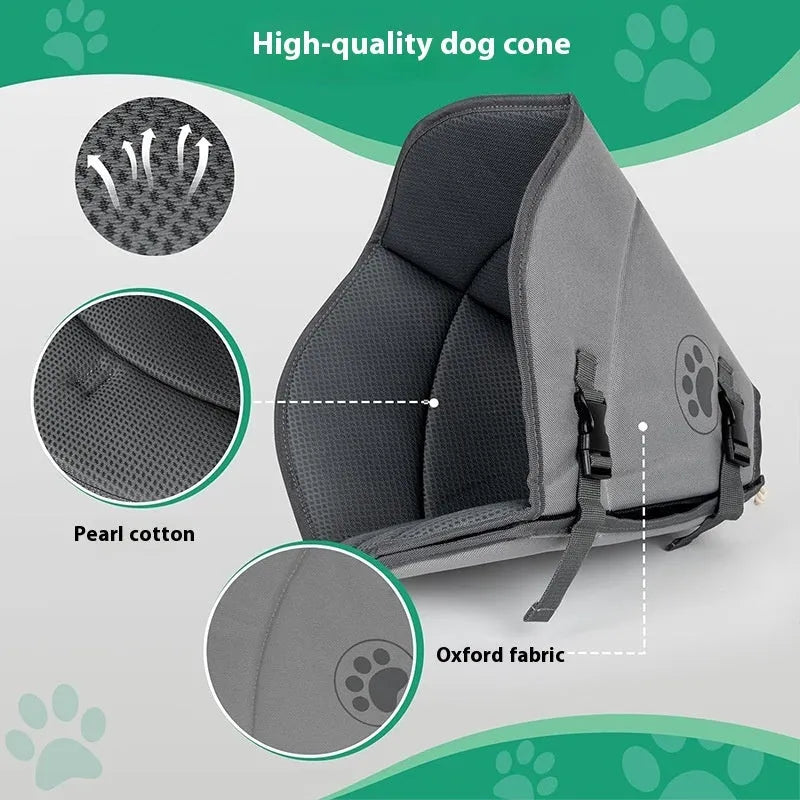 A grey adjustable polyester pet sterilization collar ring, shown in single-layer style.