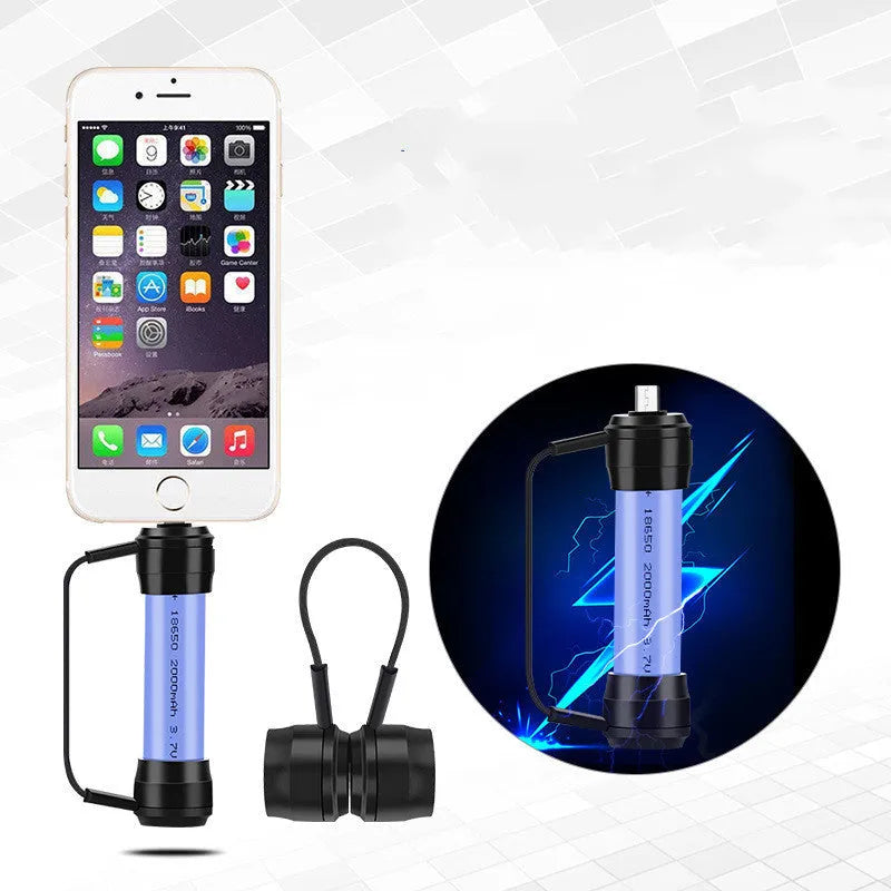 Mini portable keychain charger for mobile phones with 18650 battery compartment