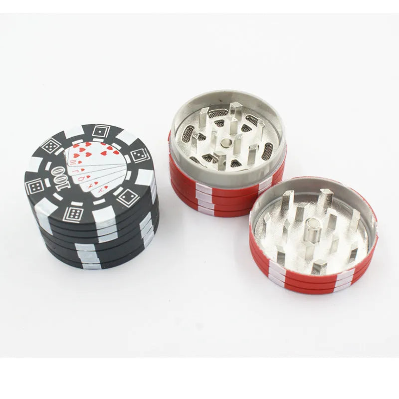 Small Chip Shape Grinder Manual Crushing Smoke Machine with Keychain Function, 4.2x2.6cm, Black Red Green, for Wedding Birthday Festival Housewarming Gift