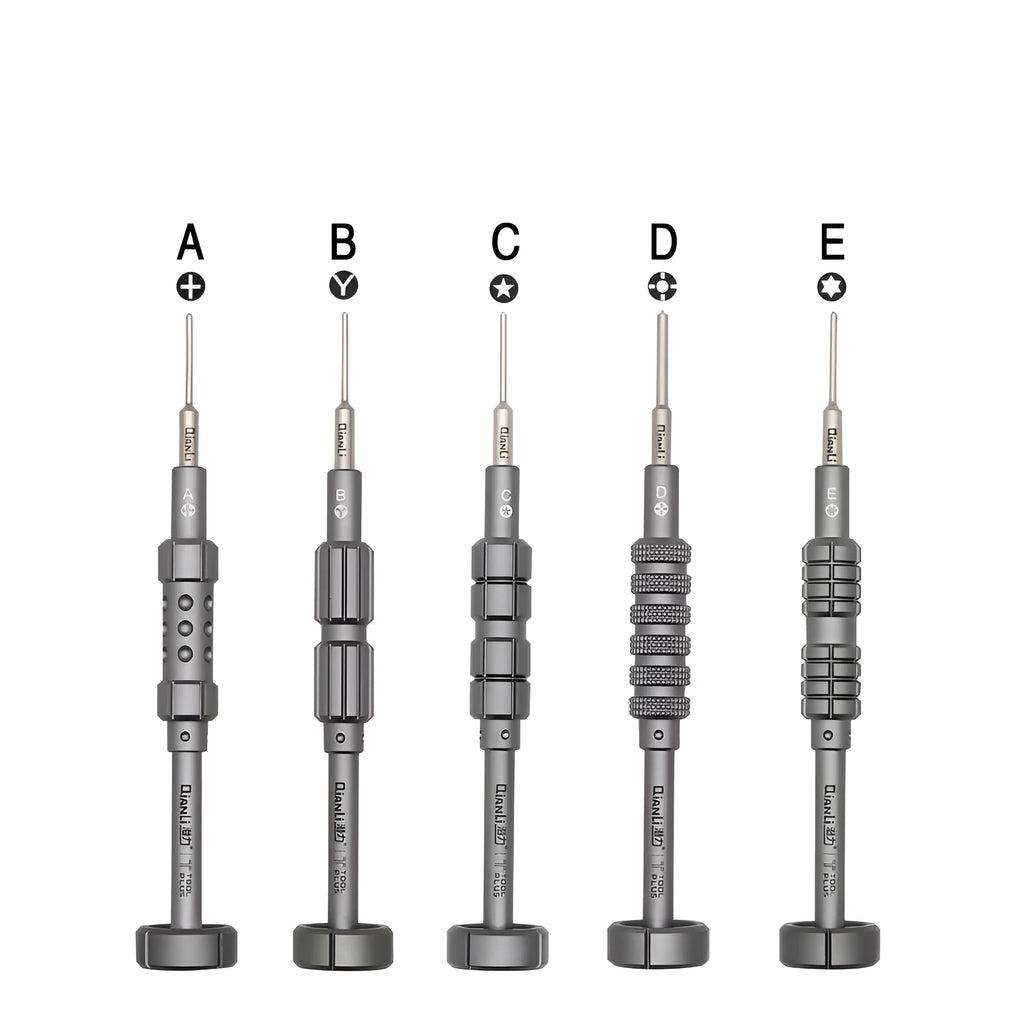 iPhone repair screwdriver with grenade-shaped aluminium handle and T2 cross triangle screw bit