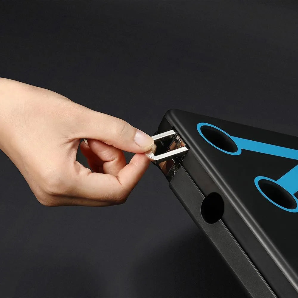 Black ABS POM push-up stand with two armrests and a 300 x 180 x 36 mm support board.
