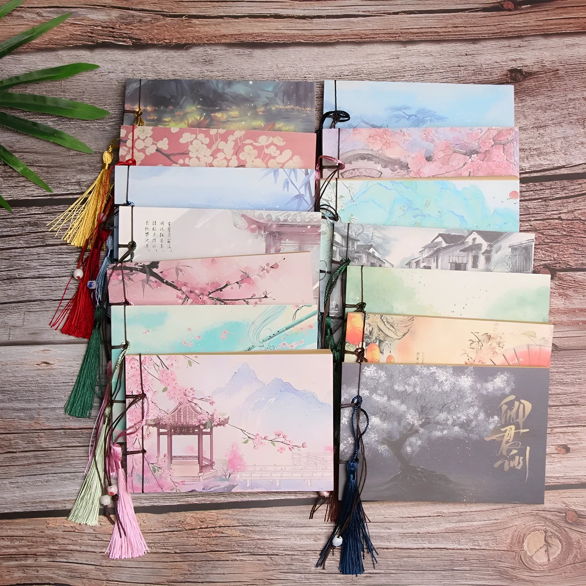 Blank kraft paper notebook with hand-stitched binding and decorative tassel in 12x14.5cm size