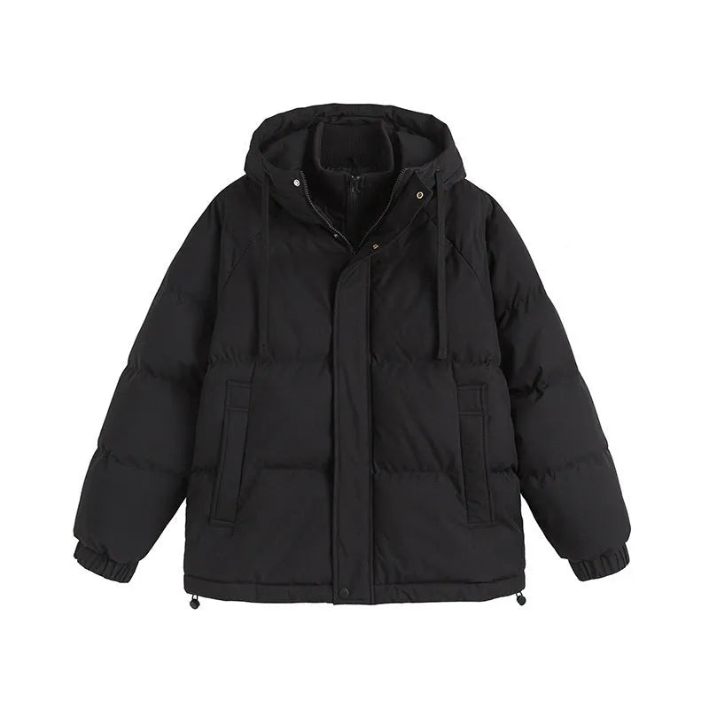 Loose two-piece winter cotton coat with side pockets in mustard yellow colour