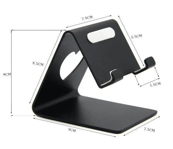Aluminium alloy foldable stand for phone and tablet PC, black finish