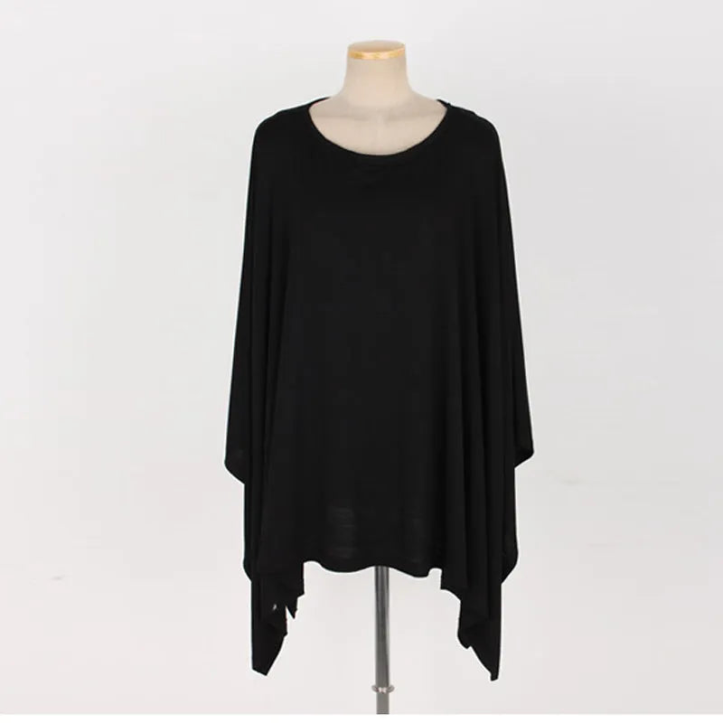 Nursing cover in black, grey or pink, soft breathable fabric, adjustable neck strap for breastfeeding privacy.