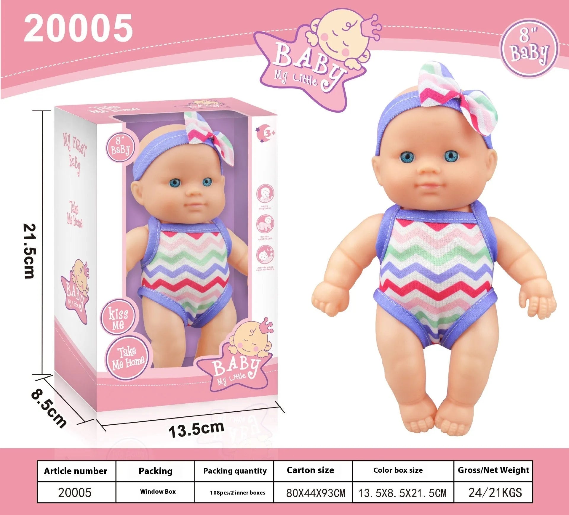 Vinyl baby figurine doll with movable limbs showing detailed facial features