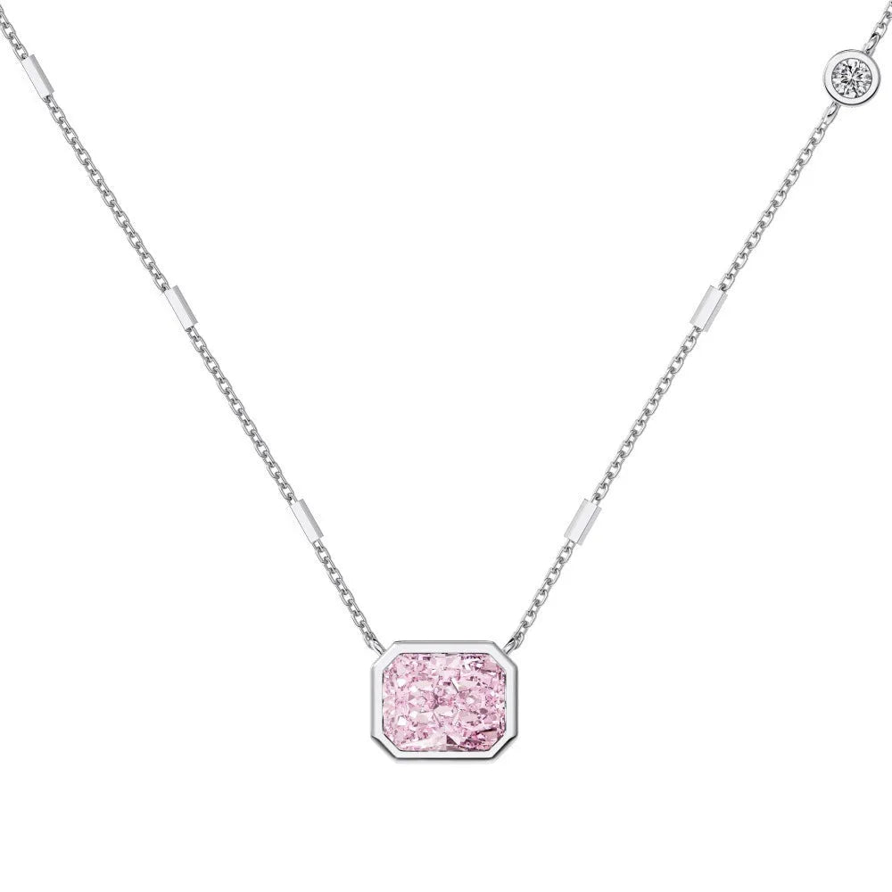 Women's 925 silver delicate heart zircon necklace with electroplated finish on display