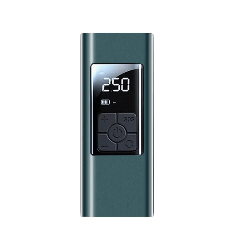 Metal portable air pump with digital display, 80W, 10L/min, 12V and USB charging, 240 x 60 x 44mm, in storage bag