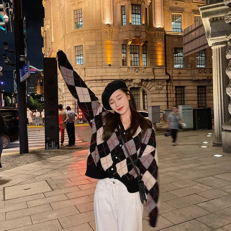 Japanese Korean style casual cardigan coat in acrylic knit fabric, macaron colour options