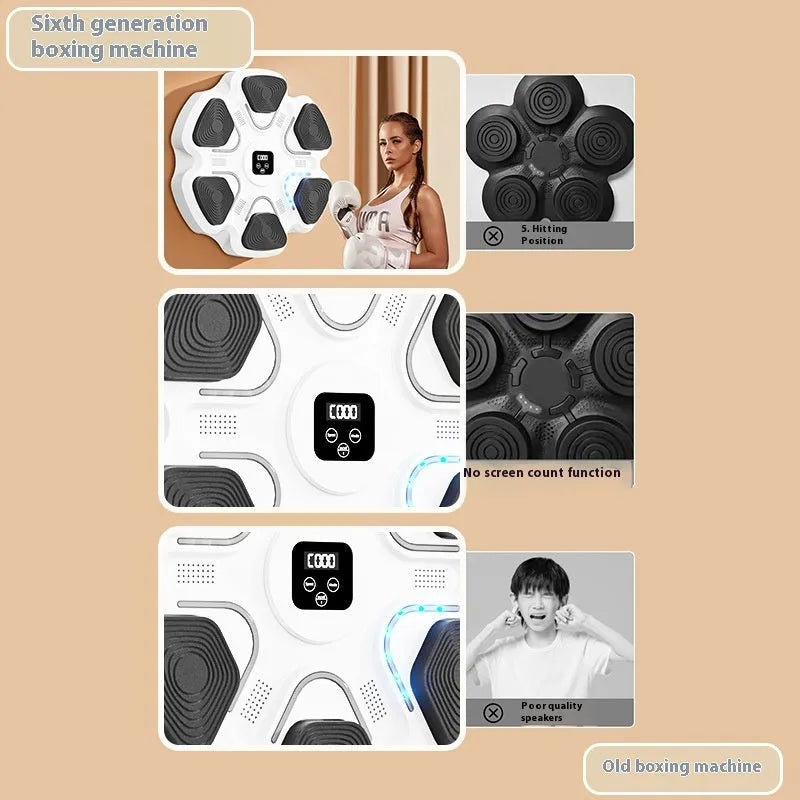 Smart music boxing wall target with electronic reaction training and pressure-sensitive gloves