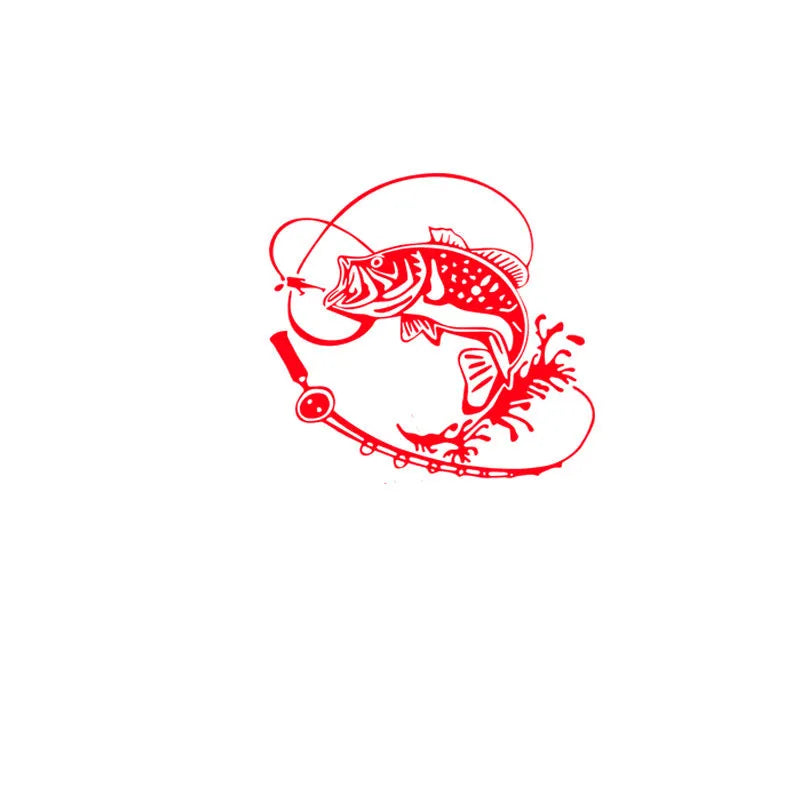 Year Fish car sticker in red colour on a car bumper, 25cm PET decal