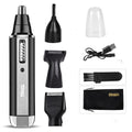 Blue, black, and silver electric shaver for multi-purpose facial hair trimming