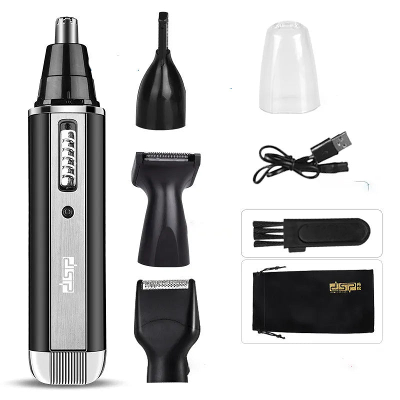 Blue, black, and silver electric shaver for multi-purpose facial hair trimming