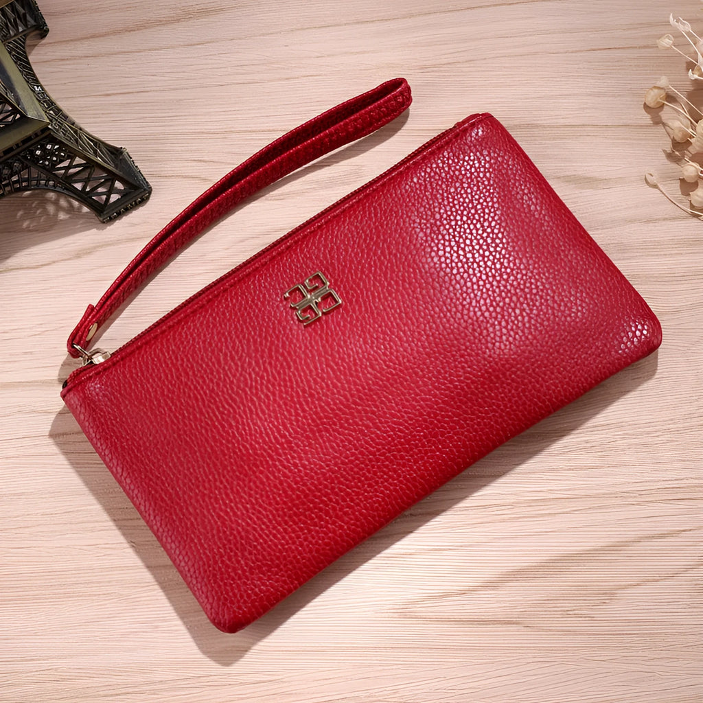 Long chain crossbody phone wallet handbag in PU leather available in multiple solid colours.