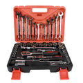 61-piece chrome vanadium steel socket wrench and auto repair tool set with metric sockets.