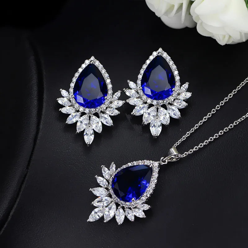 AAA jewelry chain set in blue colour for bridal banquet and dinner wear