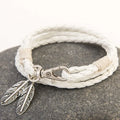 Artificial leather charm friendship bracelet with metal buckle in black brown, 40cm length