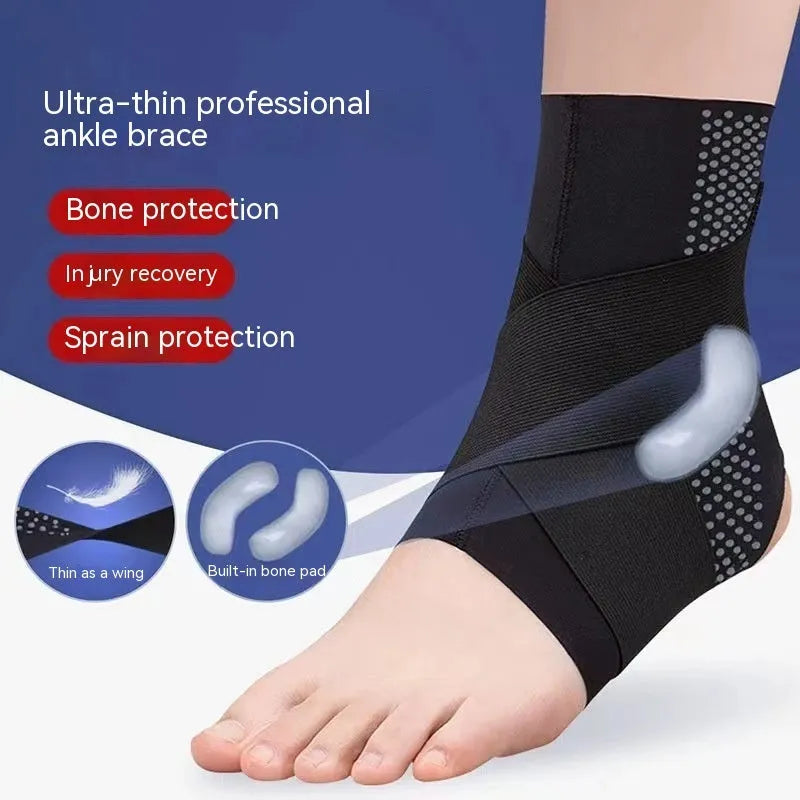 Adult ankle support protector in Lycra material showing black and skin colour options