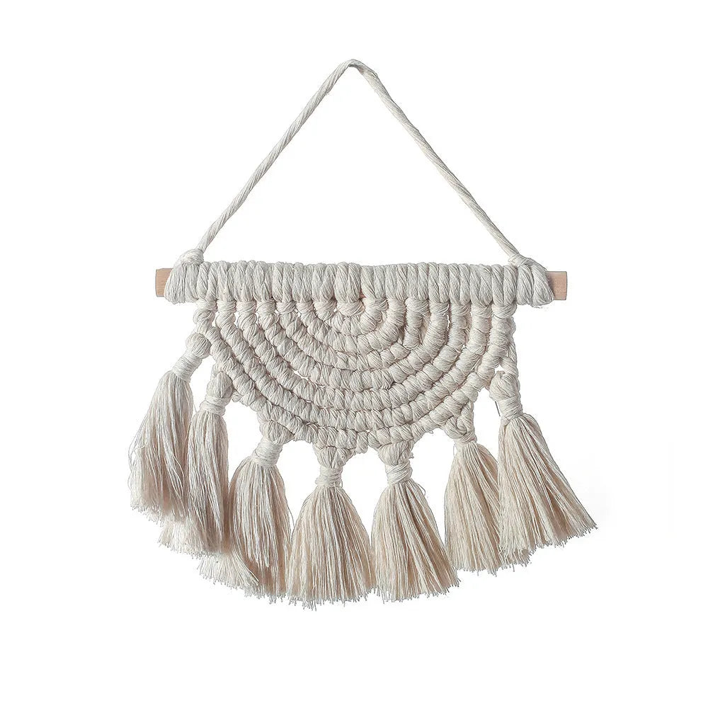 Hand-woven cotton linen tapestry Nordic style wall hanging decoration 20x25cm