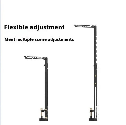 Black stainless steel telescopic desk clamp lamp holder extended to full height