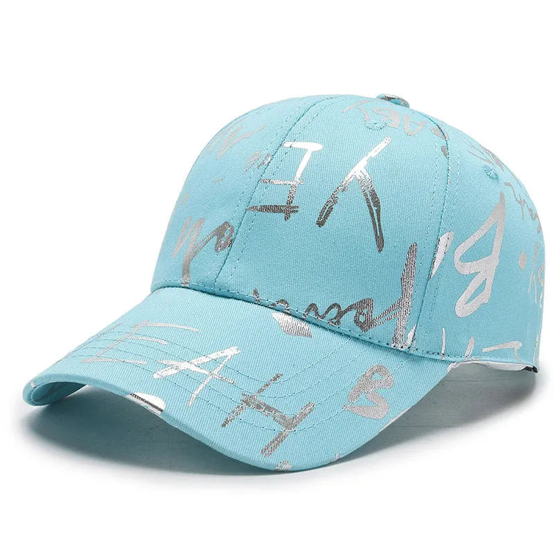 All-match cotton baseball cap with letter print, curved brim, and adjustable fit in beige colour