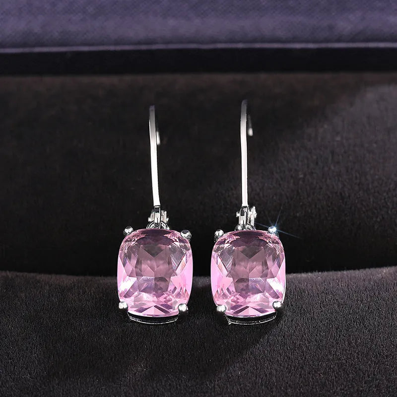 Simple geometric zircon earrings on copper base, available in six electroplated colours