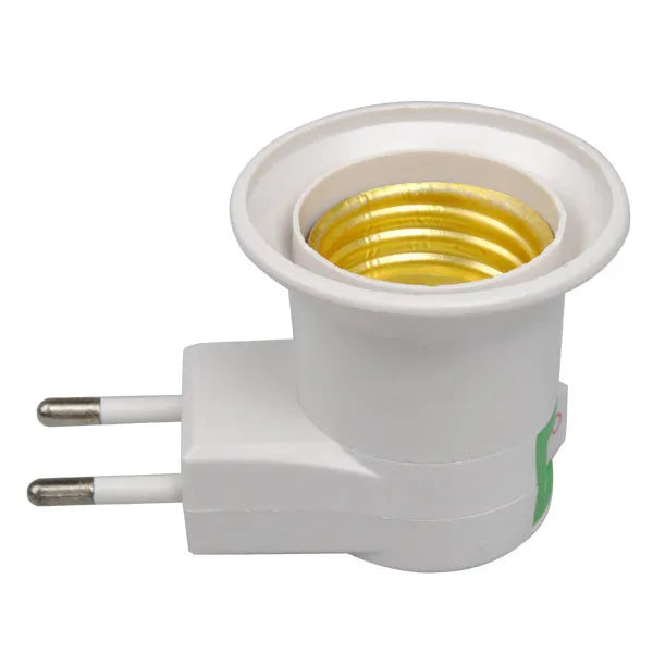 White wall plug-in E27 lamp holder with switch, bakelite construction with aluminium-plated copper lamp ring
