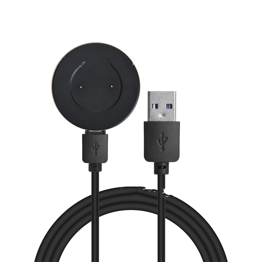 Smart watch magnetic charger base in black with Type-C interface, 40x10mm size on a desk