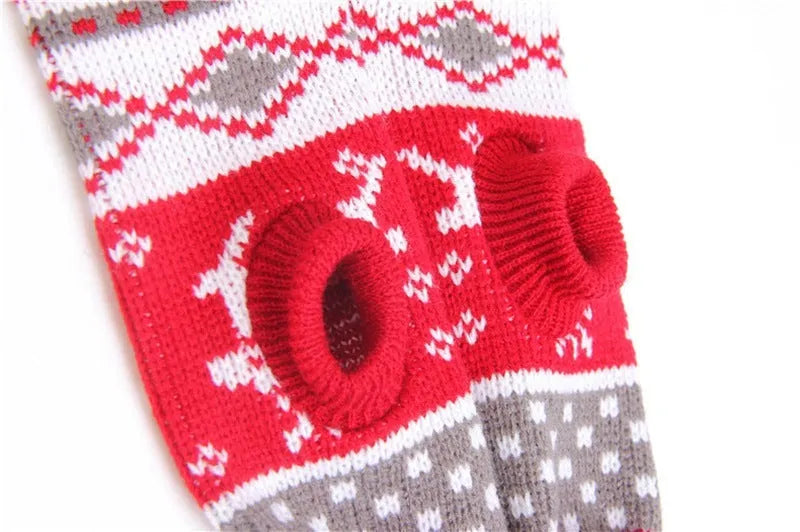 Red reindeer Christmas print dog turtleneck knitted acrylic sweater in sizes XS to XXL