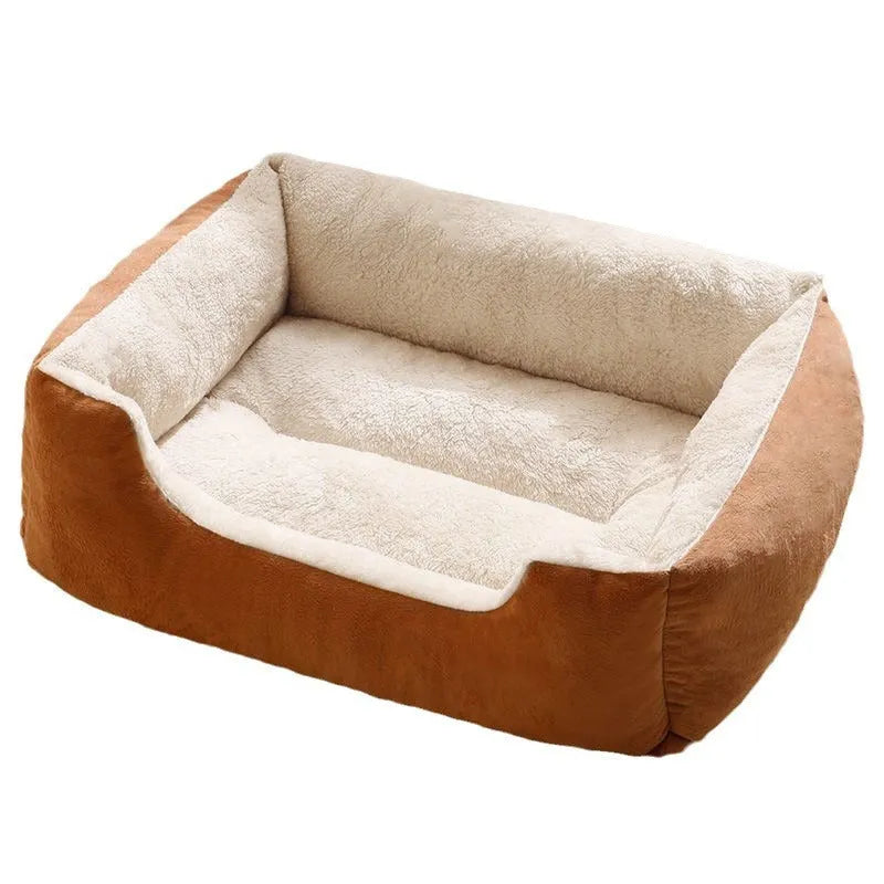 Soft plush pet bed cushion for cats and dogs shown in available colours.