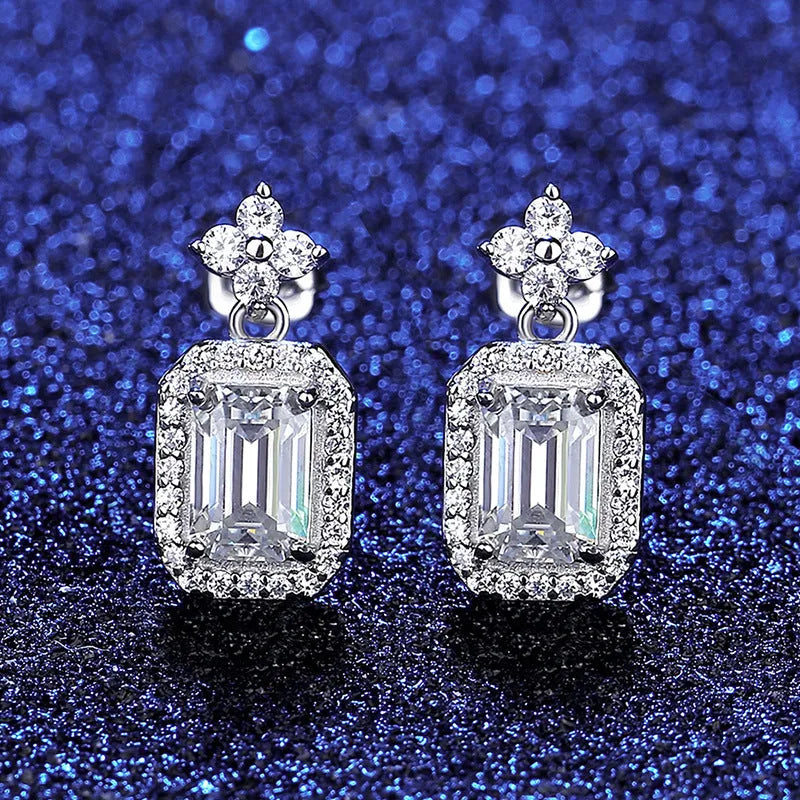 Fashion casual rectangular women's earrings in 925 silver with electroplating finish