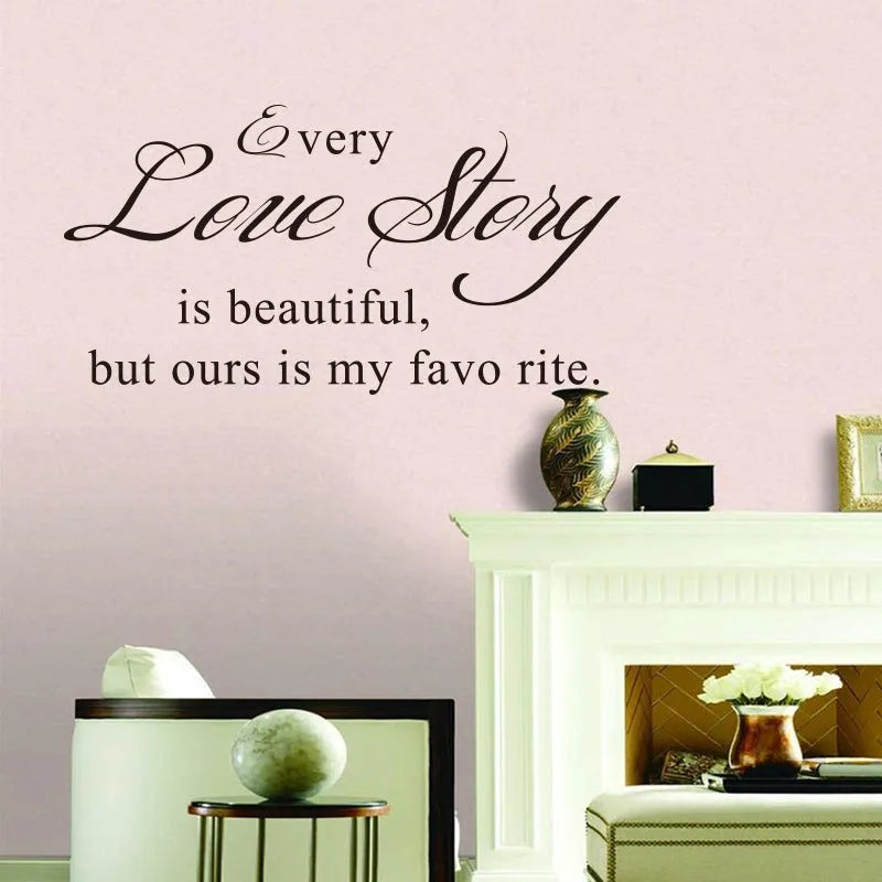 Black PVC wall sticker with printed English poetry and proverbs, 57x33cm, on a light wall