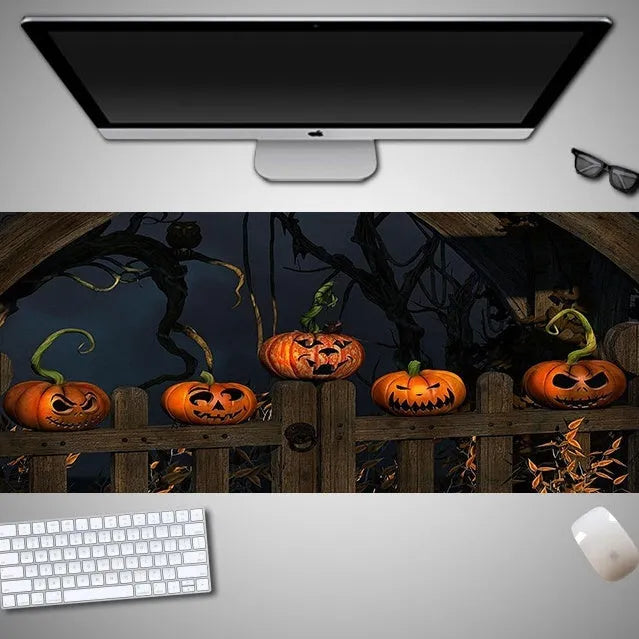 Halloween oversized mouse pad with non-slip rubber backing in various pattern designs