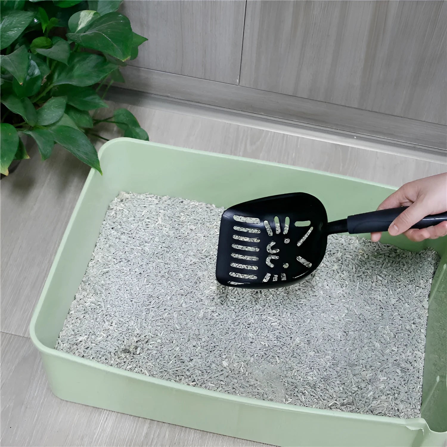 Pet large alloy cat litter scoop with plastic handle for cleaning cat litter tray