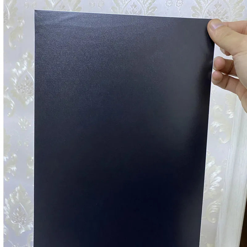 A4 matte black PVC self-adhesive printing label sheets in fine sand finish, 50 sheets per pack
