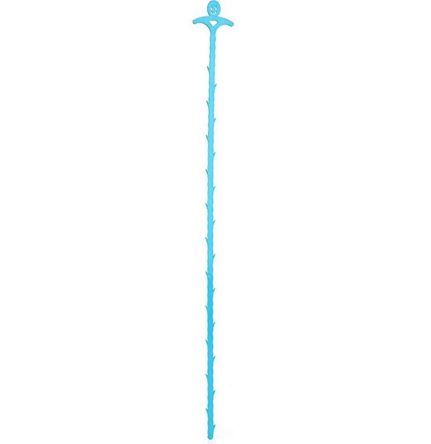 Kitchen pipe dredging hook 51cm PP material bendable sink drain cleaner blue smiley face