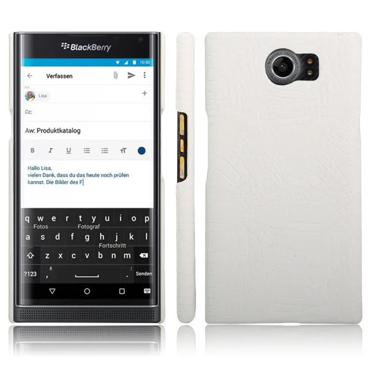 BlackBerry leather and polycarbonate phone back cover case with oil-edge finish