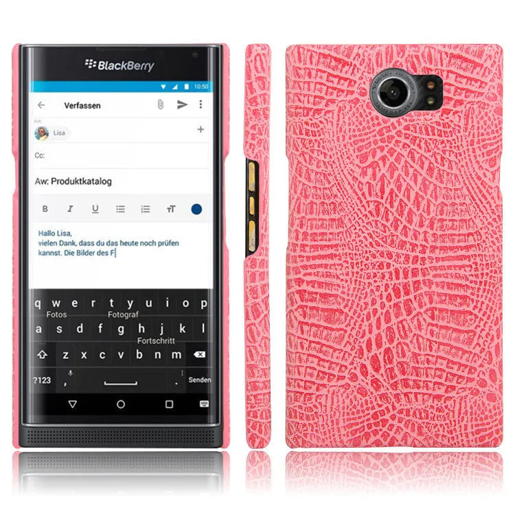 BlackBerry leather and polycarbonate phone back cover case with oil-edge finish