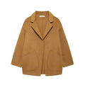 Women's orange double-sided woolen coat, 100cm long, regular fit, long sleeves and pockets, sizes S-M