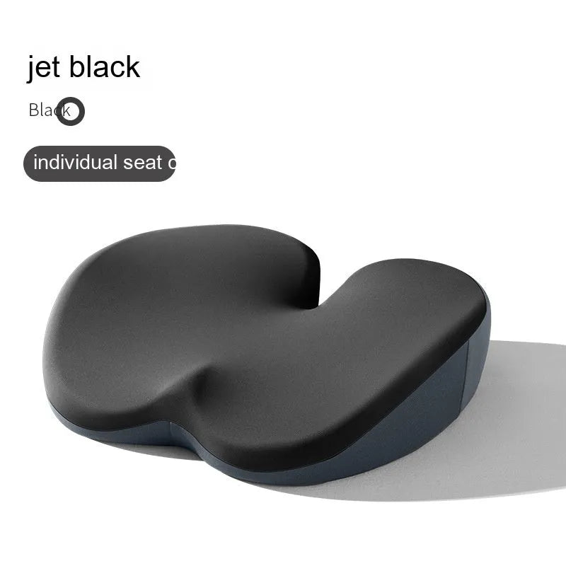 Car seat cushion set with thickened main cushion and separate lumbar support pad in various colour options
