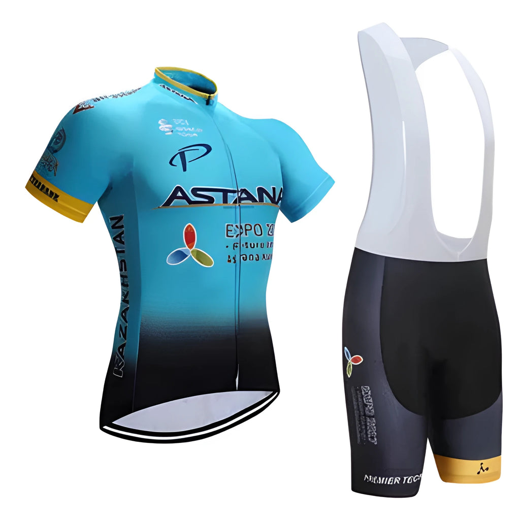 Cycling jersey short sleeve moisture wicking fabric in blue colour on white background