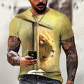 Men's 3D printed Jesus pattern T-shirt in breathable polyester fabric