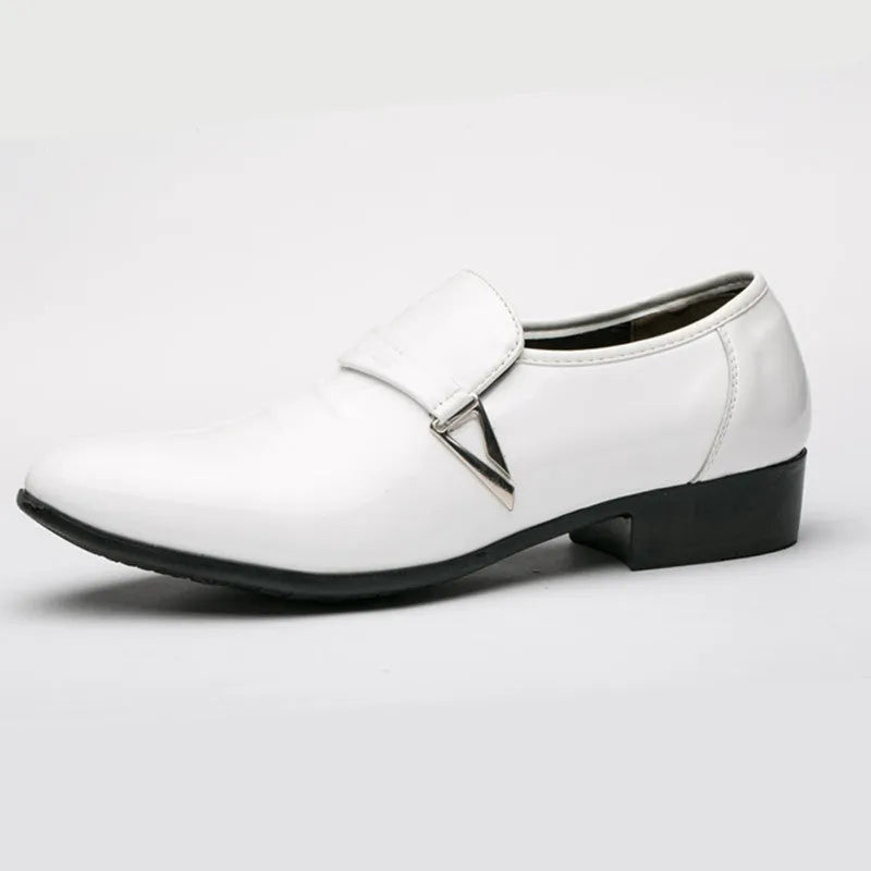 Men's casual wild shoes in artificial PU leather, black colour, lace-up design, side view