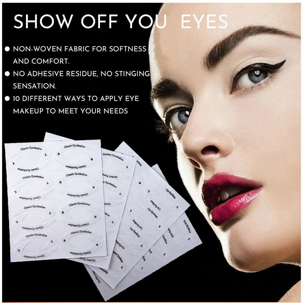 Four reusable adhesive eyeliner stencil stickers for creating winged and cat eye makeup looks.