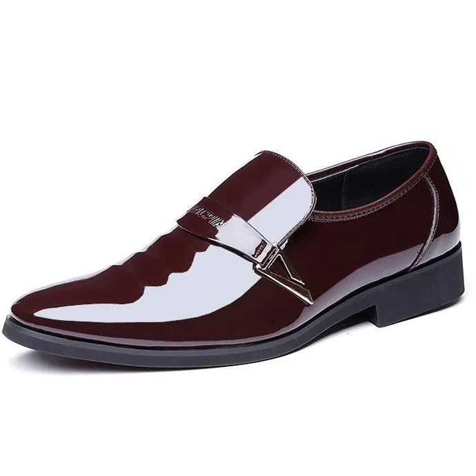 Men's casual wild shoes in artificial PU leather, black colour, lace-up design, side view