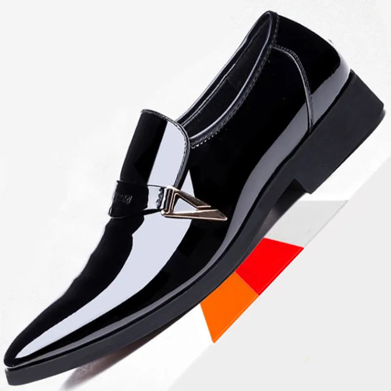 Men's casual wild shoes in artificial PU leather, black colour, lace-up design, side view