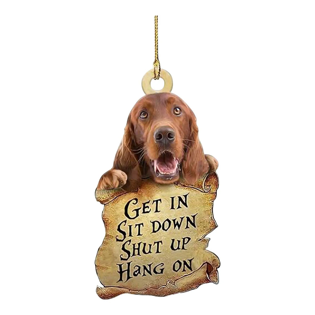 Acrylic dog pendant in cartoon style on a keychain, 8x10 cm, colour A07