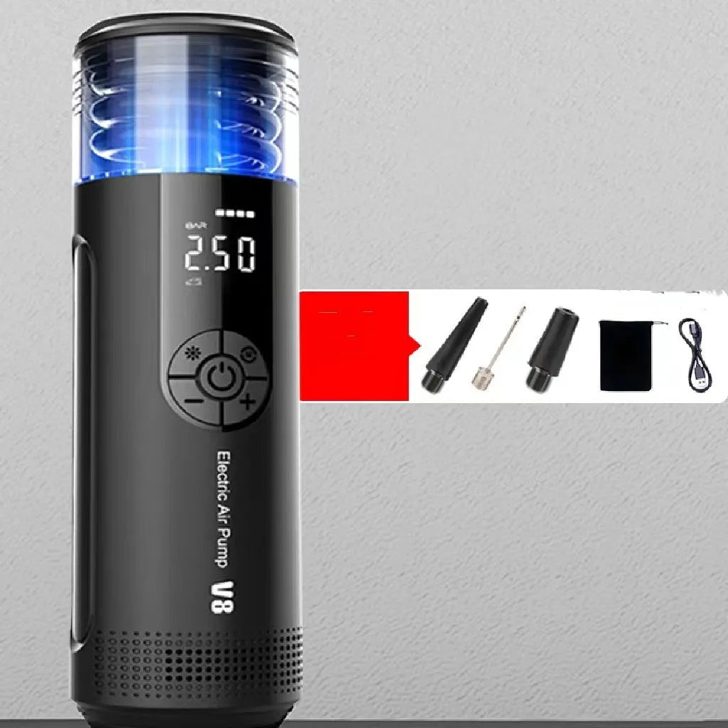 120W electric car tyre inflator with 600cm hose and digital display showing pressure reading