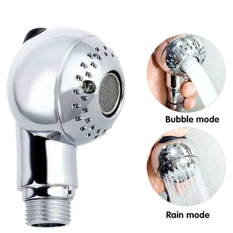 Silver handheld pet and baby shower head with non-pressurised gentle spray nozzle