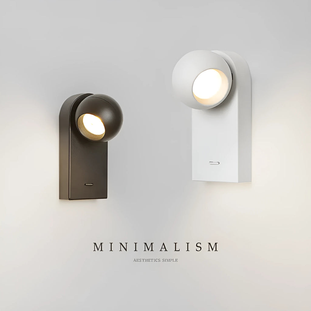 Rotatable LED wall lamp in sand white or sand black, 7W 220V, D8 x 7.5 x 17 x 3cm, for bedside wall mounting.